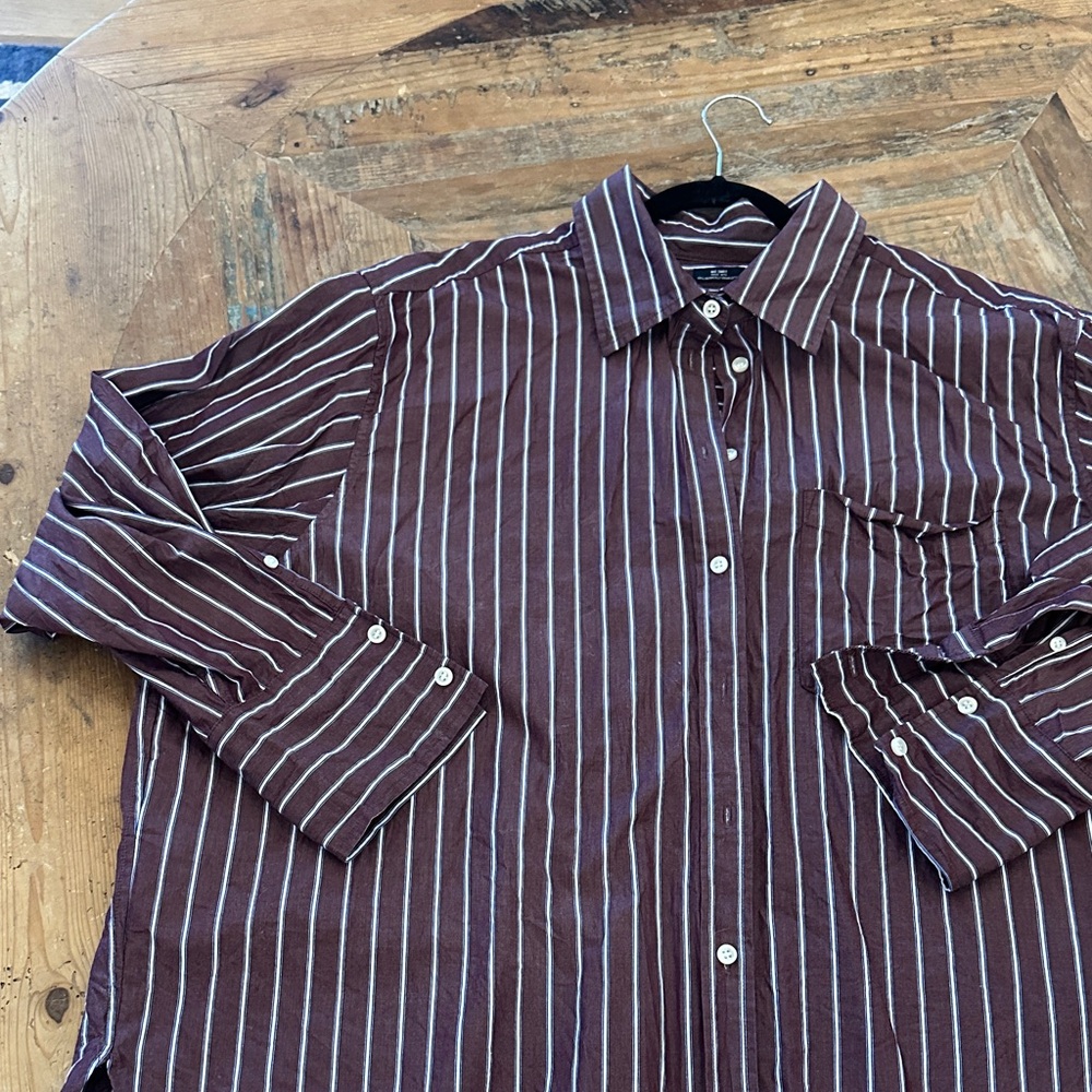 GAP Brown and White Striped Button-Down Shirt - Picture 3 of 8